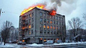 В Москве вспыхнуло трёхэтажное административно-складское здание.